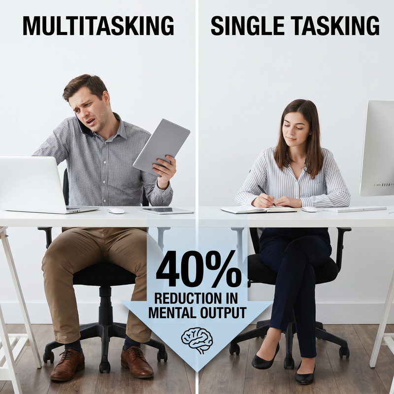 3. Multitasking Is Costing You 40% Of Your Mental Output 😵💫
